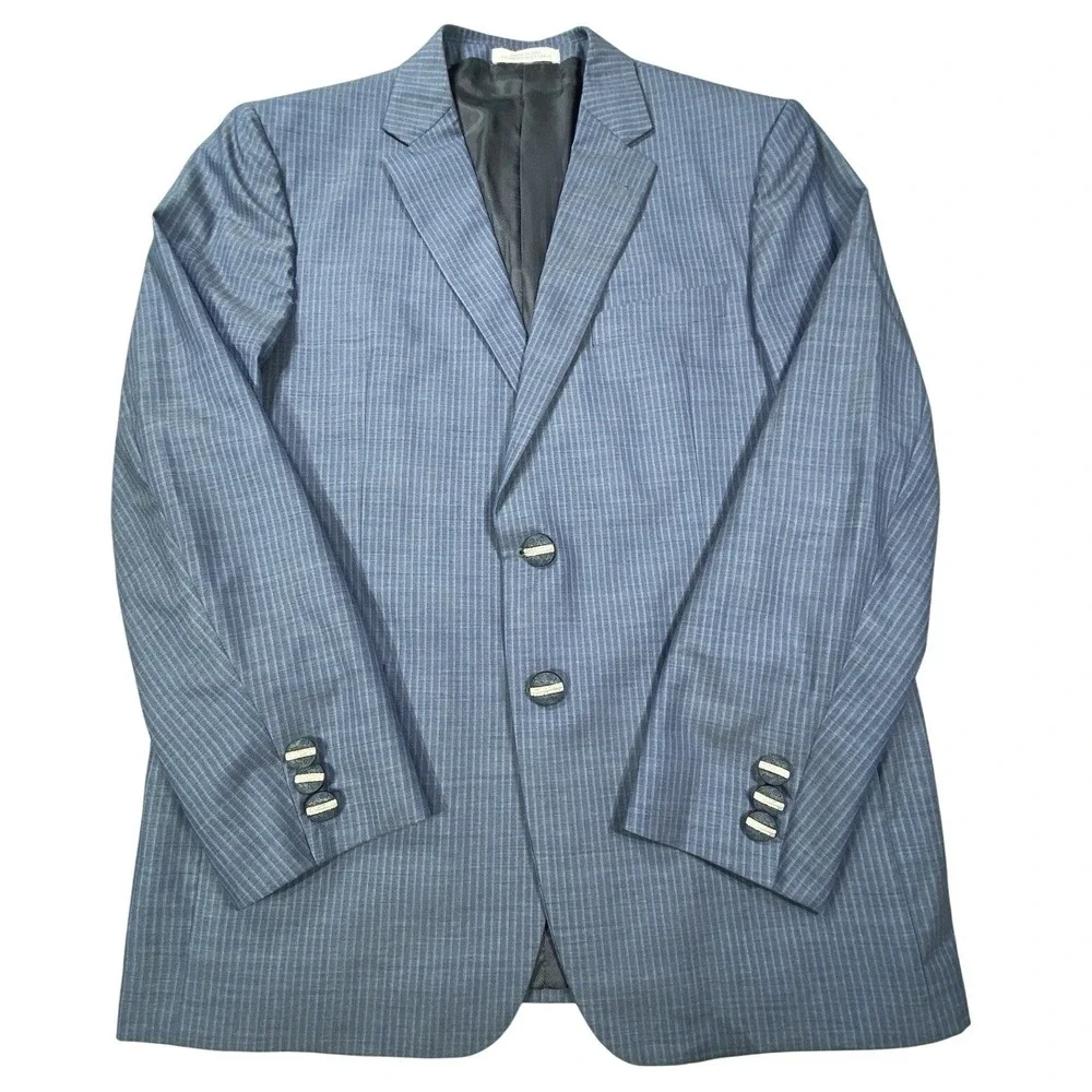 Joseph Abboud Blazer Mens 42R Blue Lanificio Stripe Sport Coat VTG 130s Wool USA